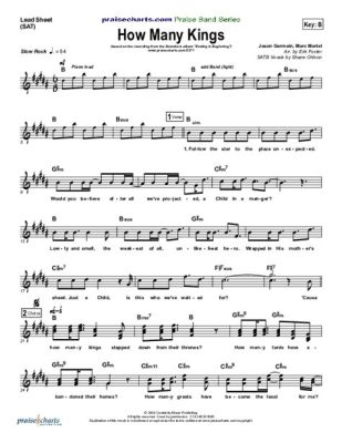 how many kings sheet music should we transpose this piece into a different key?